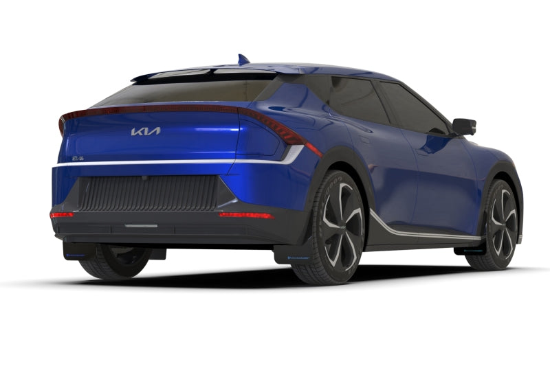 Rally Armor Mud Flaps - 2022-2024 Kia EV6 - RAL UR Blk Flap/Dark Grey Logo - #MF91-UR-BLK-DGRY