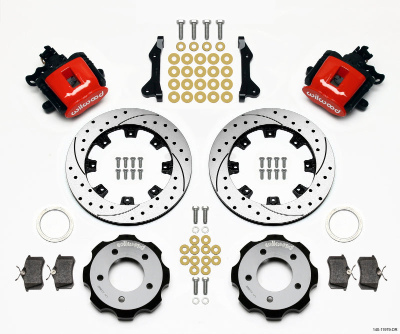 Wilwood Combination Parking Brake Rear Kit 12.19in Drilled Red 2006-Up Civic / CRZ - #140-11979-DR