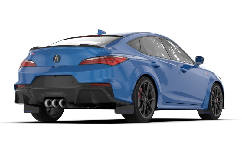 Rally Armor Mud Flaps - 2023-2026 Acura Integra - RAL UR Blk Flap/Dark Grey Logo - #MF109-UR-BLK-DGRY