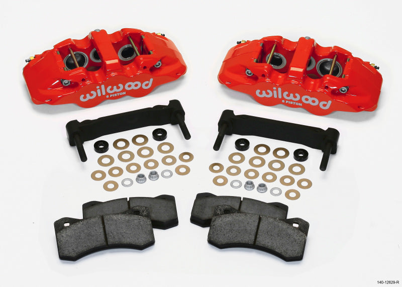 Wilwood AERO6 Front Caliper & Bracket Kit - Red 97-13 C5/C6 Corvette w/ OEM HD/Z51 Rotors - #140-12629-R