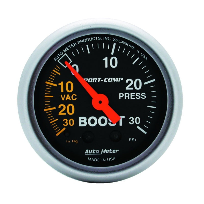 AutoMeter 3303 Sport-Comp 52mm 30 PSI Mechanical Boost Gauge