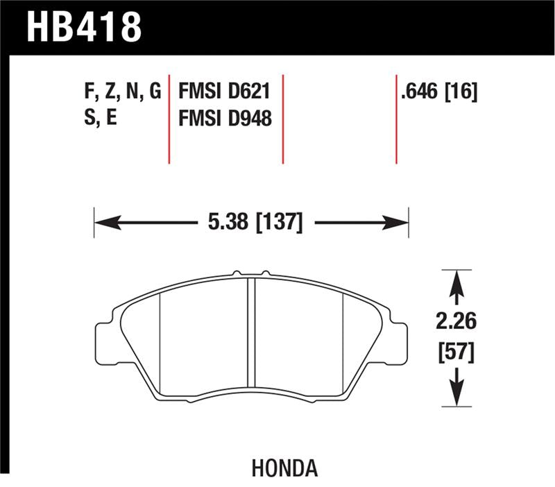 Hawk Performance HB418E.646 Blue 9012 Motorsport Brake Pads