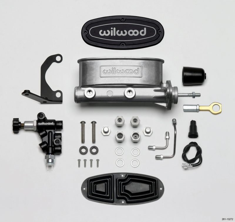 Wilwood HV Tandem M/C Kit w L/H Bracket & Prop Valve - 7/8in Bore-W/Pushrod - Early Mustang - #261-13272