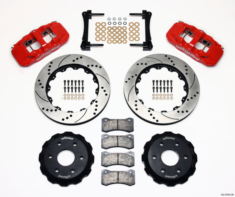 Wilwood AERO6 Front Truck Kit 14.25in Drill Red 1999-2014 GM Truck/SUV 1500 - #140-9789-DR