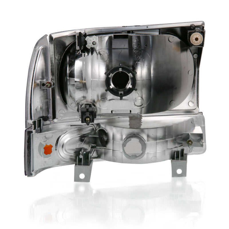 ANZO 2000-2004 Ford Excursion Crystal Headlight with Corner Light Black Amber (without Bulb)
