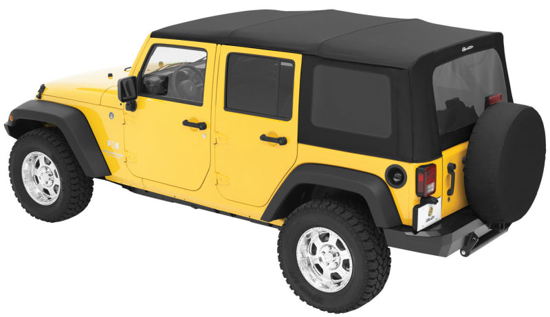 Bestop 07-09 Jeep Wrangler JK 4-Door Rep A-Top (Blk Diamond Sailcloth Tinted Windows No Door Skins)