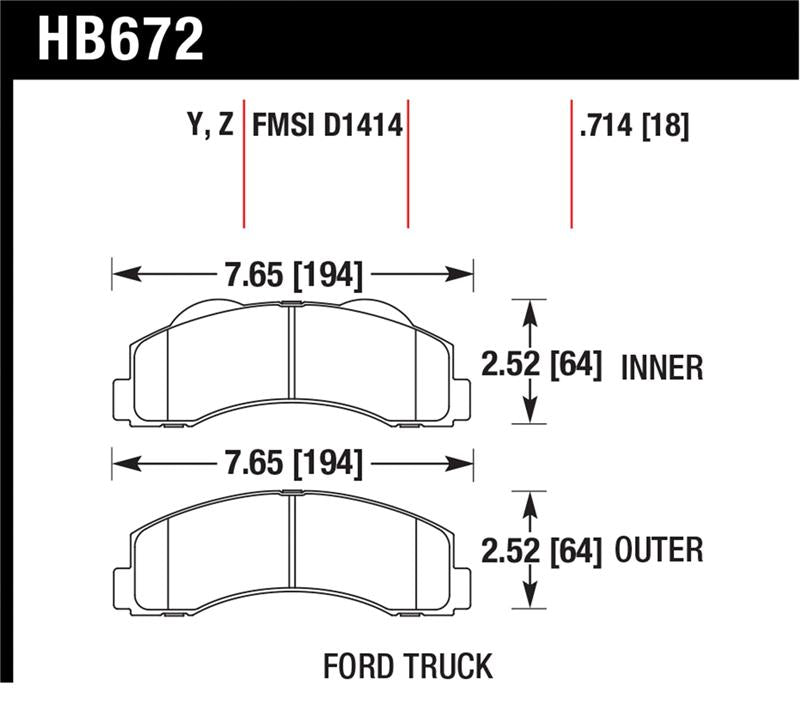 Hawk Performance HB672Y.714 LTS Light Truck and SUV Street Brake Pads