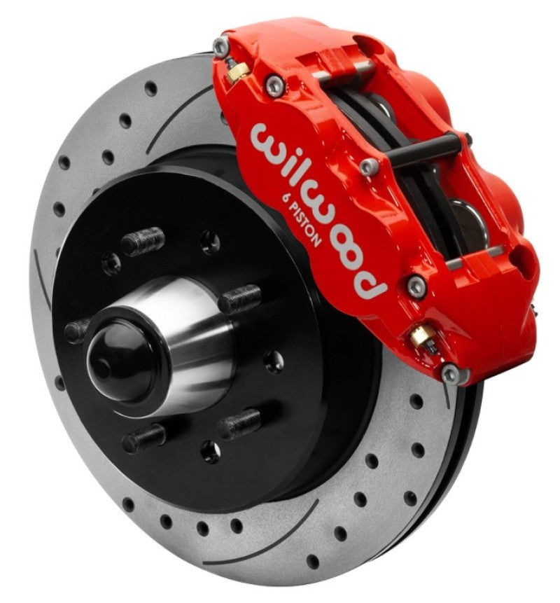 Wilwood Forged Narrow Superlite 6R Front Big Brake Kit 12.19in Drilled Rotors 88-98 C1500 - Red - #140-15948-DR