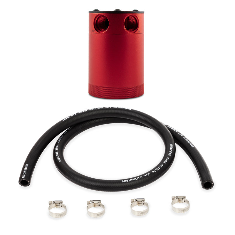 Mishimoto Compact Baffled Oil Catch Can - 2-Port - Red - #MMBCC-CBTWO-RD