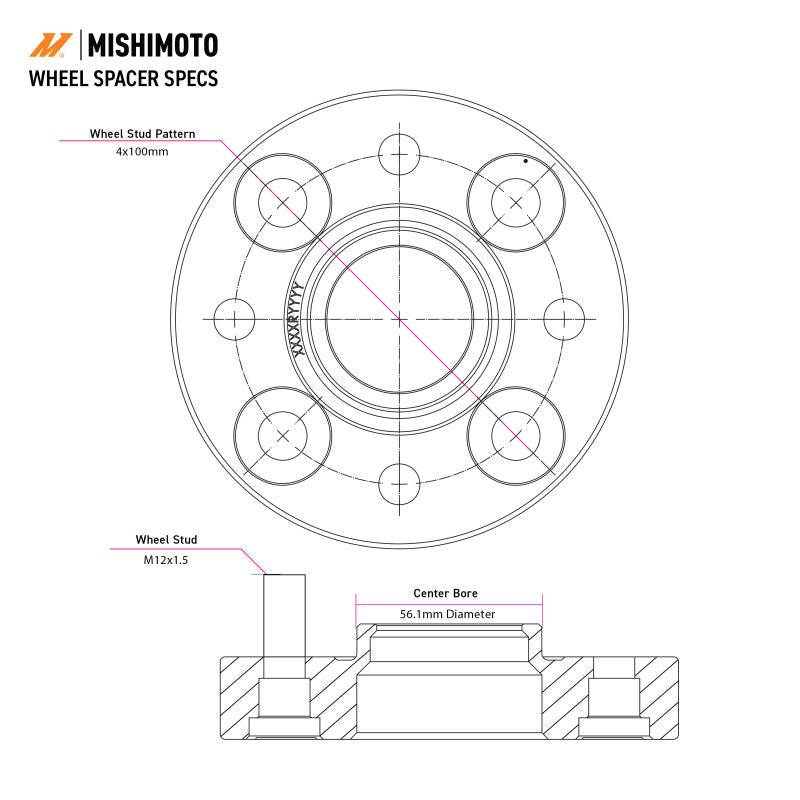 Mishimoto Wheel Spacers - 5x114.3 - 66.1 - 20 - M12 - Black - #MMWS-007-200BK