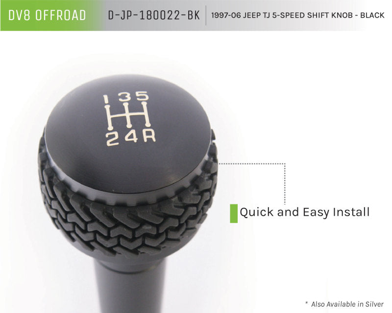 DV8 Offroad 1997-06 Jeep TJ 5-Speed Shift Knob And Lever Black - #D-JP-180022-BK