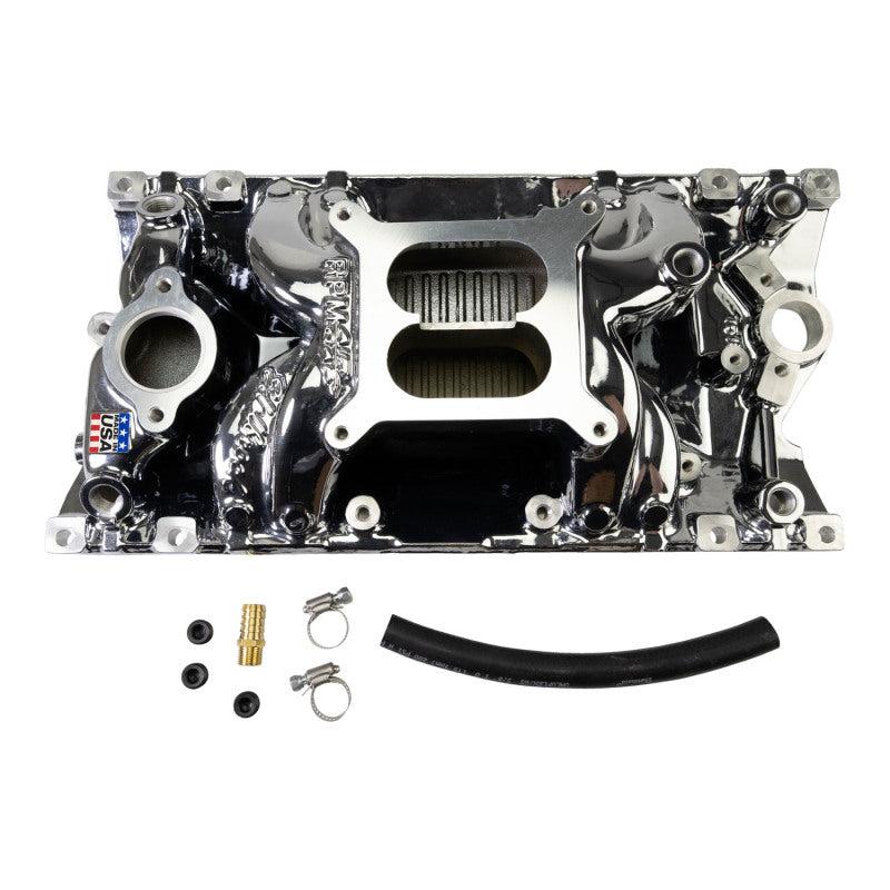 Edelbrock 7516-CP RPM Air-Gap Manifold for Small-Block Chevrolet Vortec - Chrome Plasma