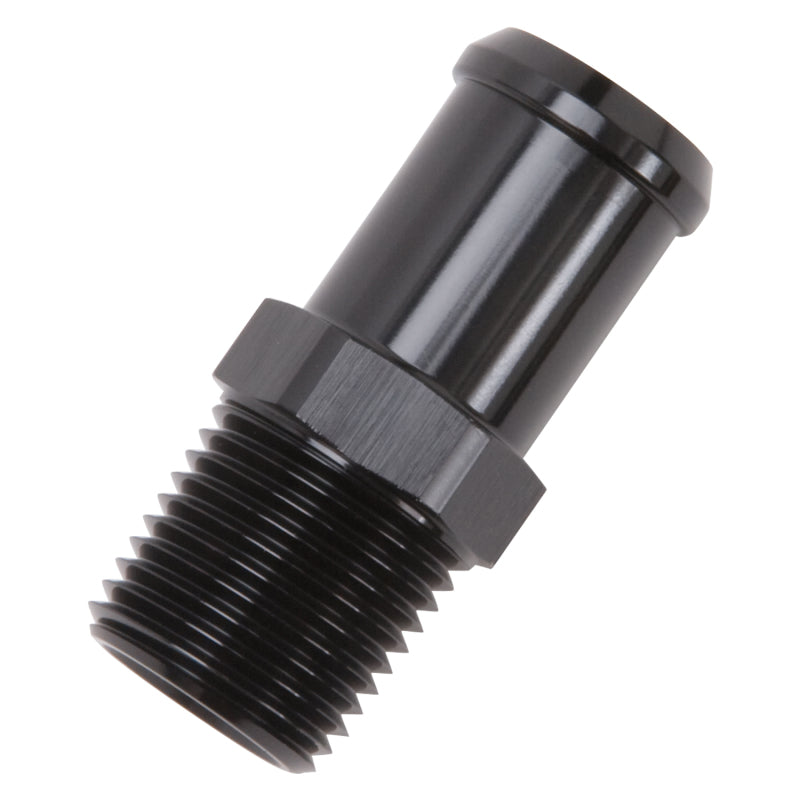 Edelbrock 8183 Hose End Straight 1/2 in NPT to 3/4 in Barb Black Anodized