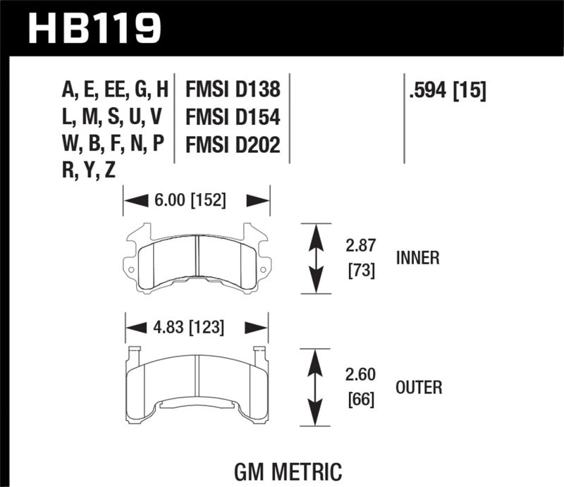 Hawk Performance HB119V.594 DTC-50 Motorsport Brake Pads