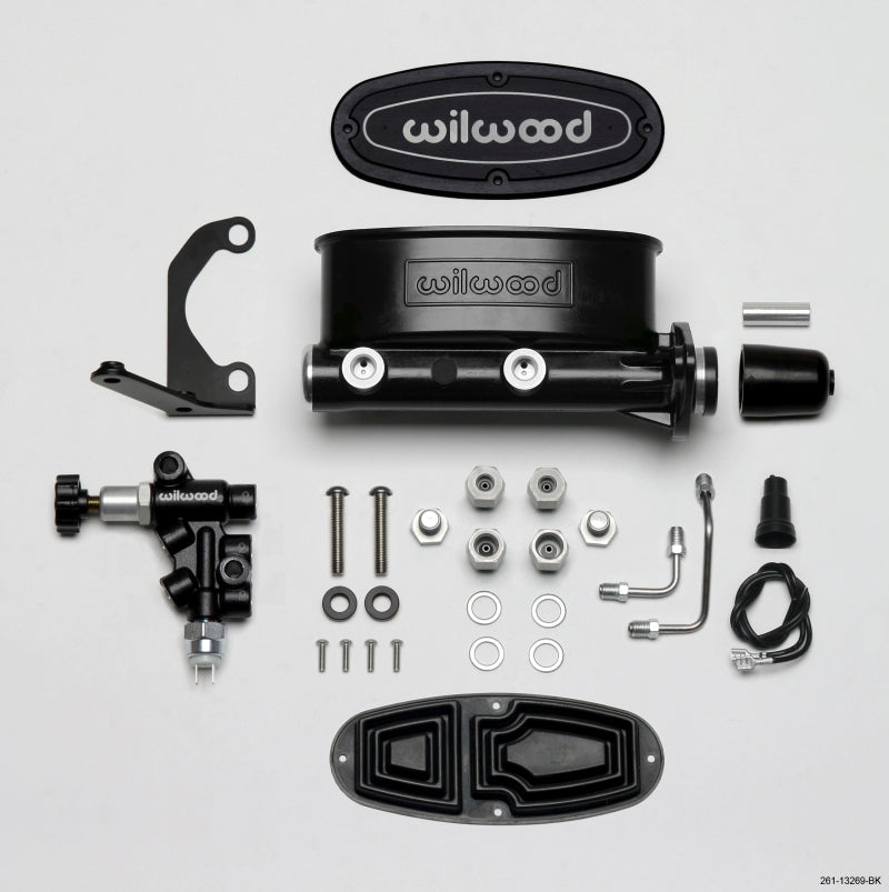 Wilwood HV Tandem M/C Kit w L/H Bracket & Prop Valve - 1in Bore Black - #261-13269-BK