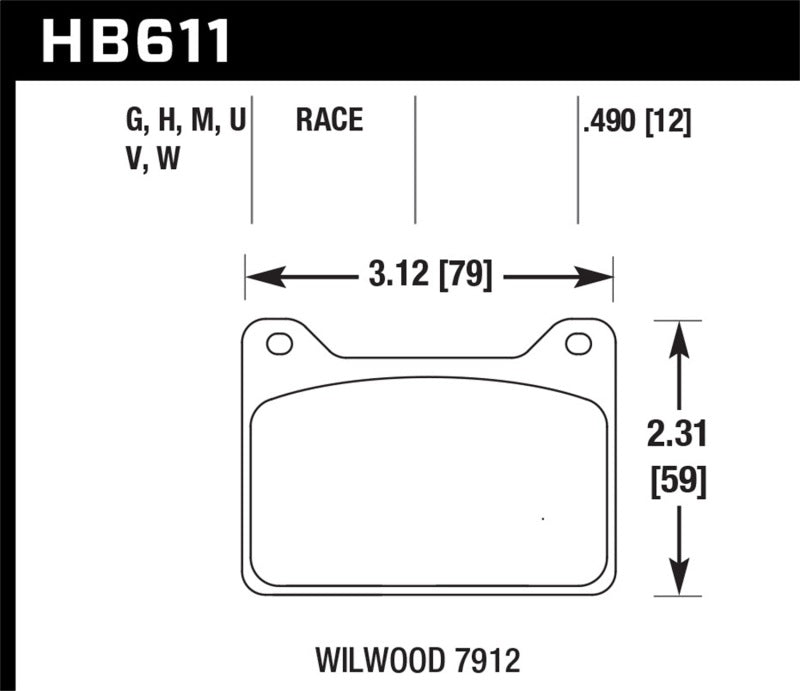 Hawk Performance HB611U.490 DTC-70 Motorsport Brake Pads