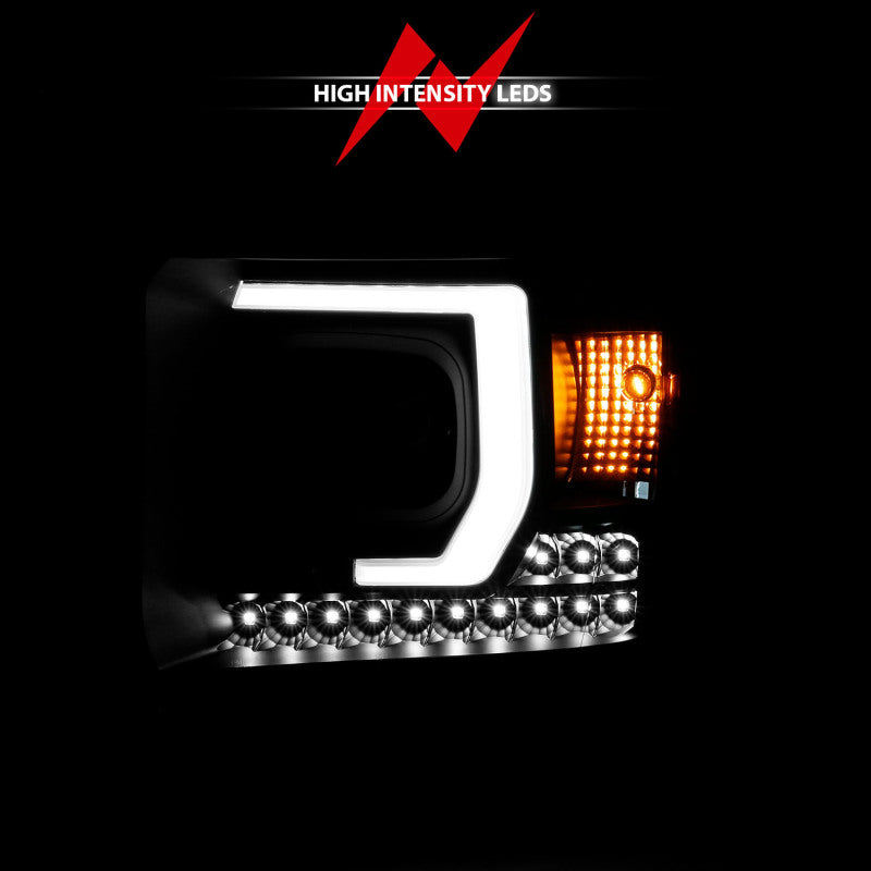 ANZO 2014-2015 GMC Sierra 1500HD Projector Plank Style Headlight Black With DRL