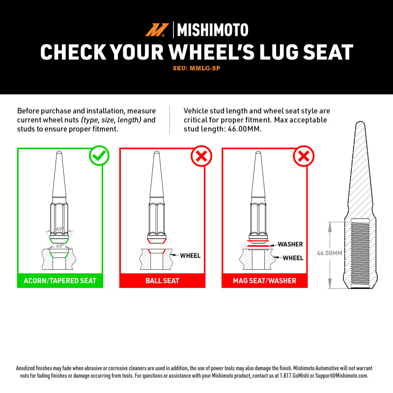Mishimoto Mishimoto Steel Spiked Lug Nuts M14 x 1.5 32pc Set Red - #MMLG-SP1415-32RD