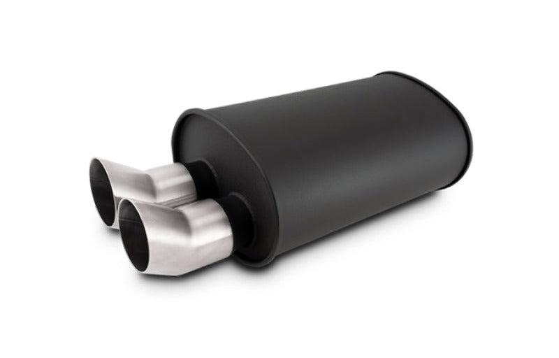 Vibrant Streetpower Flat Blk Muffler 9.5x6.75x15in Body Inlet ID 3in Tip 12336
