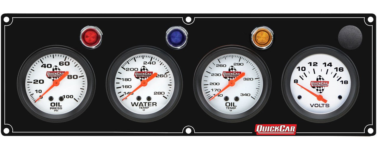 QuickCar Legend Gauge Panel - Black Plate, OP/WT/OT/VT