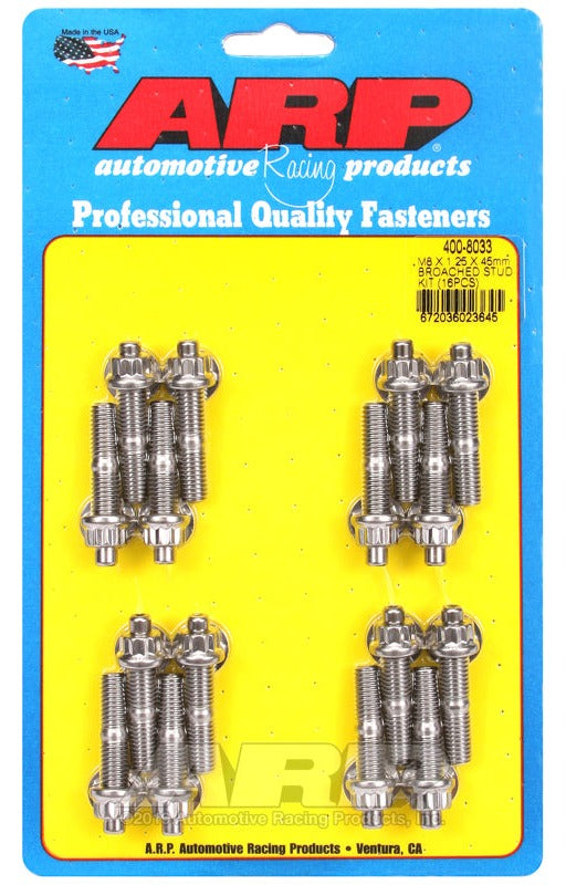 ARP 400-8033 M8 x 1.25 x 45mm Broached Stud Kit (16 pieces)