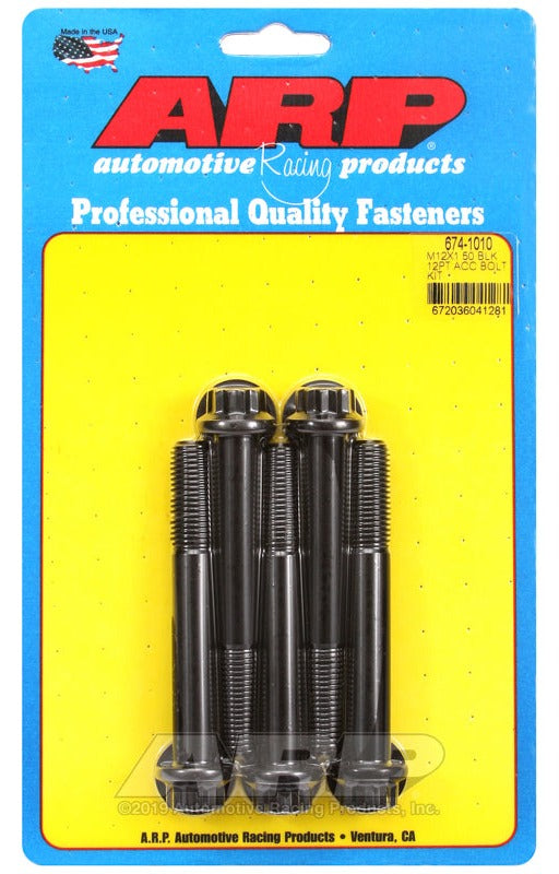 ARP 674-1010 M12 x 1.50 x 90mm 12pt Black Oxide Bolts (5/pkg)
