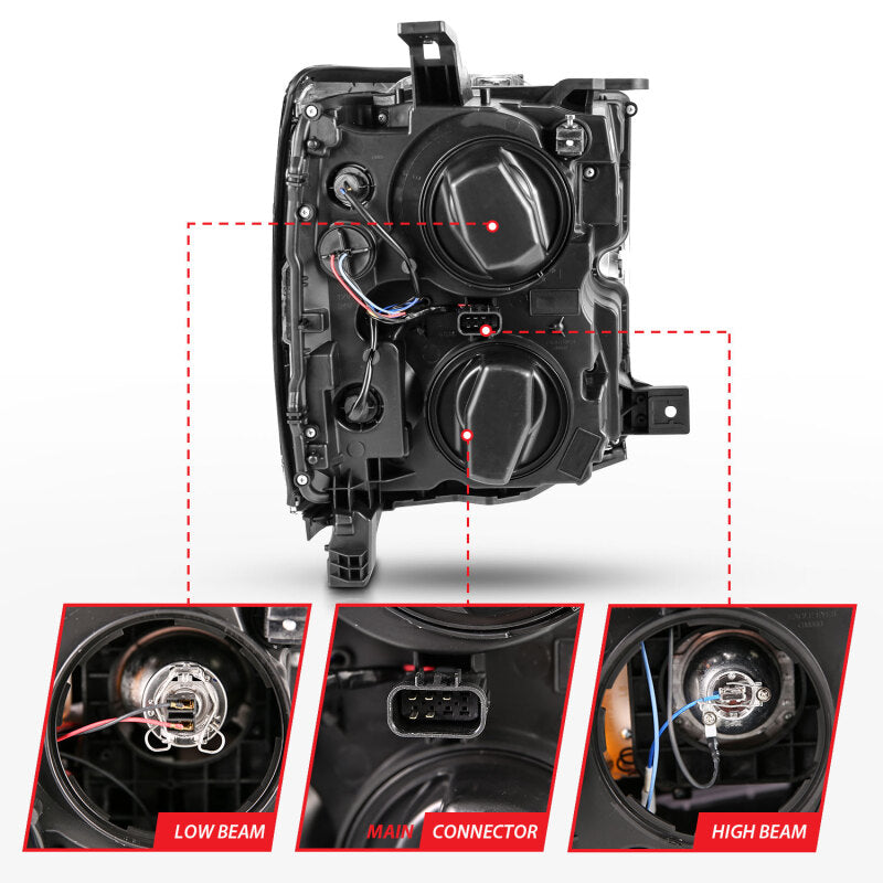 ANZO 2015-2019 Chevrolet Silverado 2500 HD LED Projector Headlights
