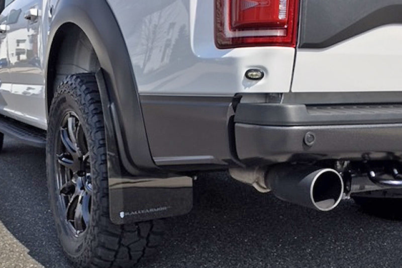 Rally Armor Mud Flaps - 2017-2020 Ford F-150 - RAL UR Blk Flap/Dark Grey Logo - #MF53-UR-BLK/DGRY