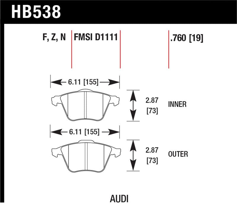 Hawk Performance HB538F.760 HPS Performance Street Brake Pads