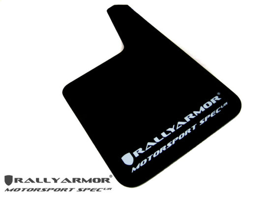 Rally Armor UR Mud Flaps - Universal - Black/White Logo - #MF20-MSUR-BK/WH