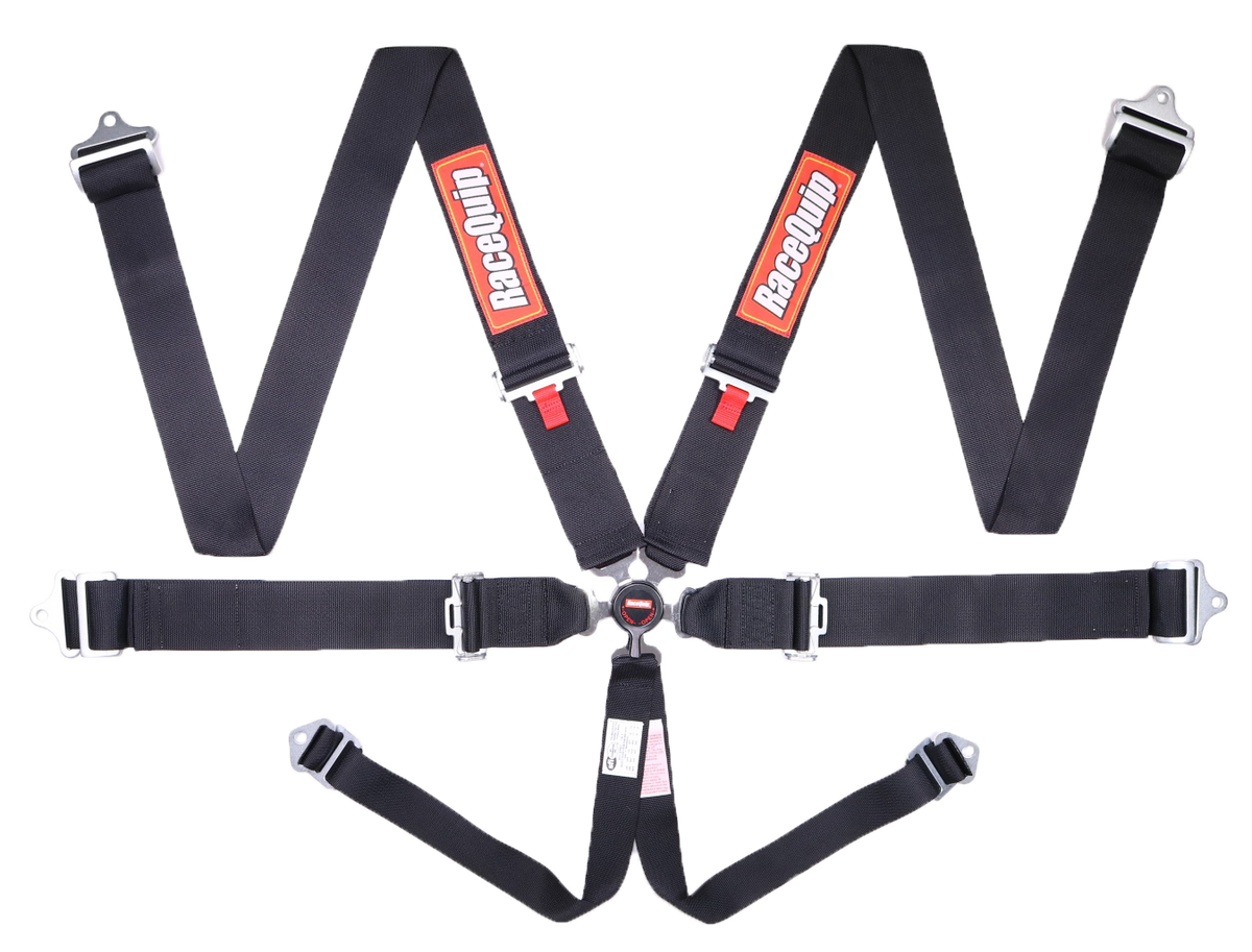 RaceQuip 743003 Black SFI Camlock 6-Point Pull-Down Lap Seat Belt