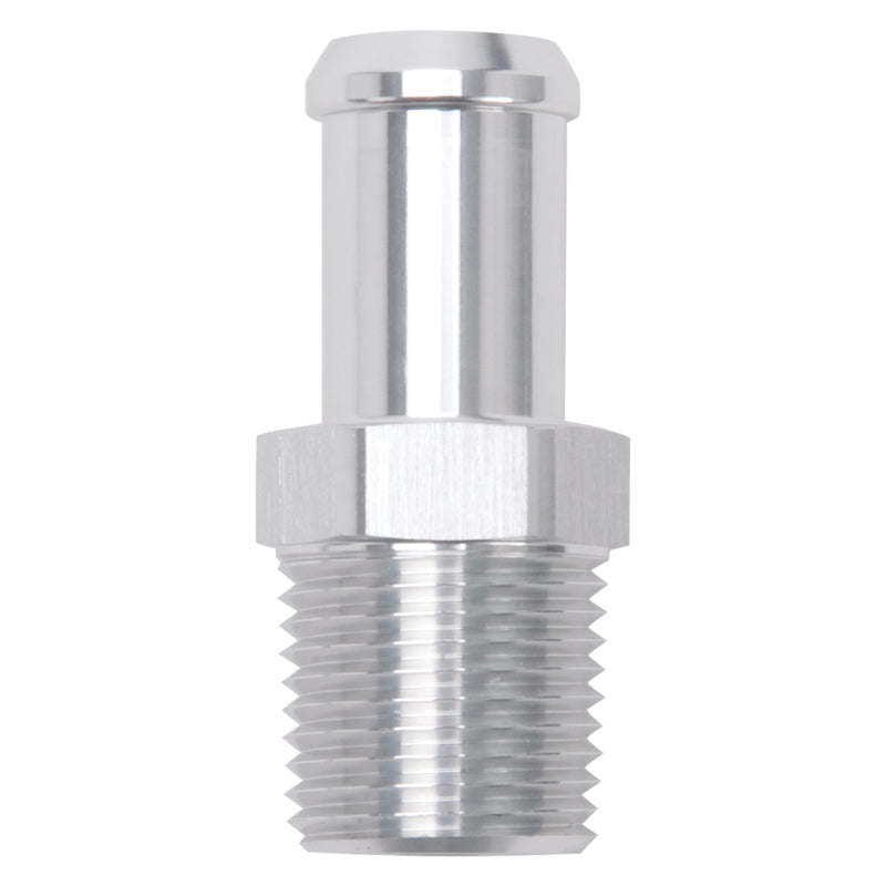 Edelbrock 8160 Hose End Straight 1/2 in NPT to 5/8 in Barb Clear Anodized