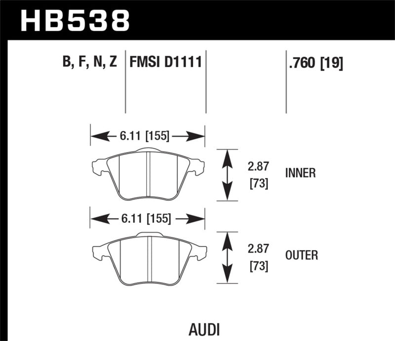 Hawk Performance HB538F.760 HPS Performance Street Brake Pads