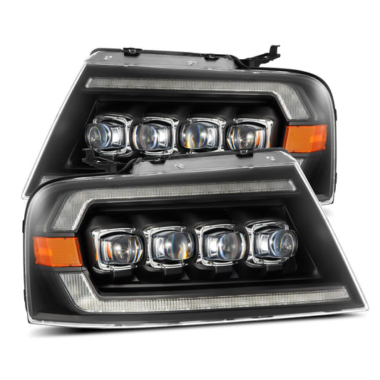 AlphaRex 880128 2004-2008 Ford F-150 (No 2004 Heritage) NOVA-Series LED Projector Headlights Alpha-Black with Activation Light / Sequential Signal