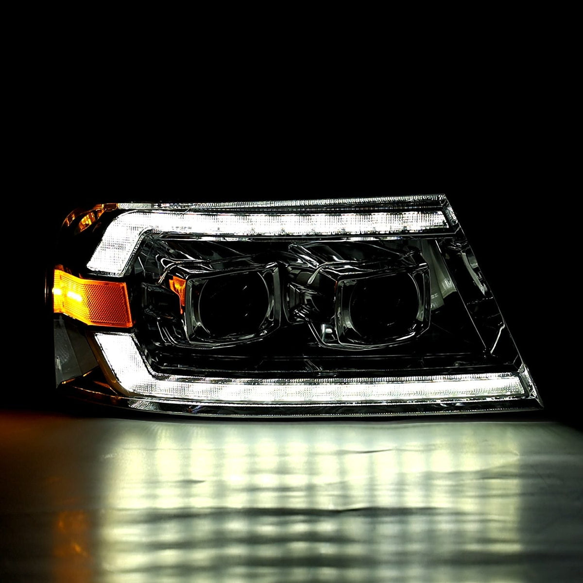 AlphaRex 880135 2004-2008 Ford F150 PRO-Series Projector Headlights Chrome with Sequential Signal and DRL