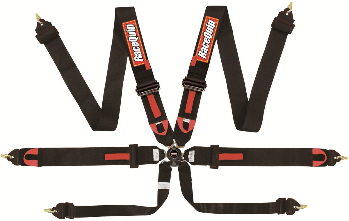 RaceQuip 851001 Black FIA Camlock 6-Point Pull Down Lap