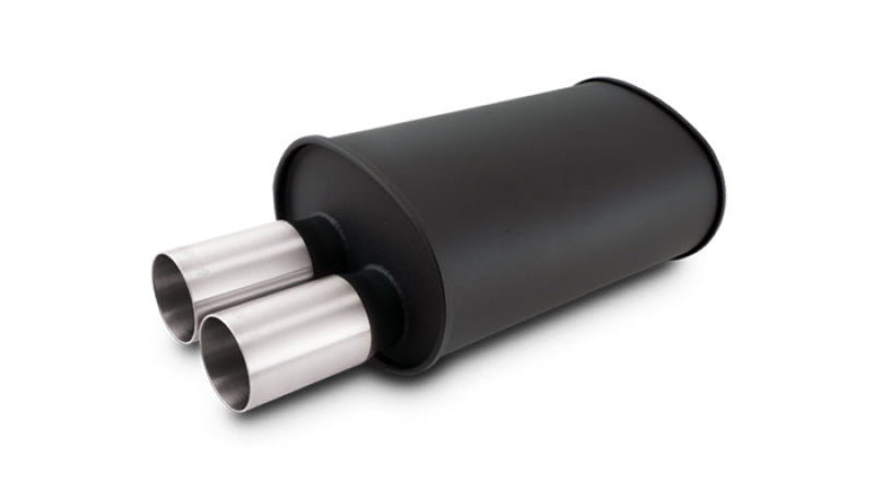 Vibrant Streetpower Flat Blk Muffler 9.5x6.75x15in Body 2.5in In ID 3in Tip OD