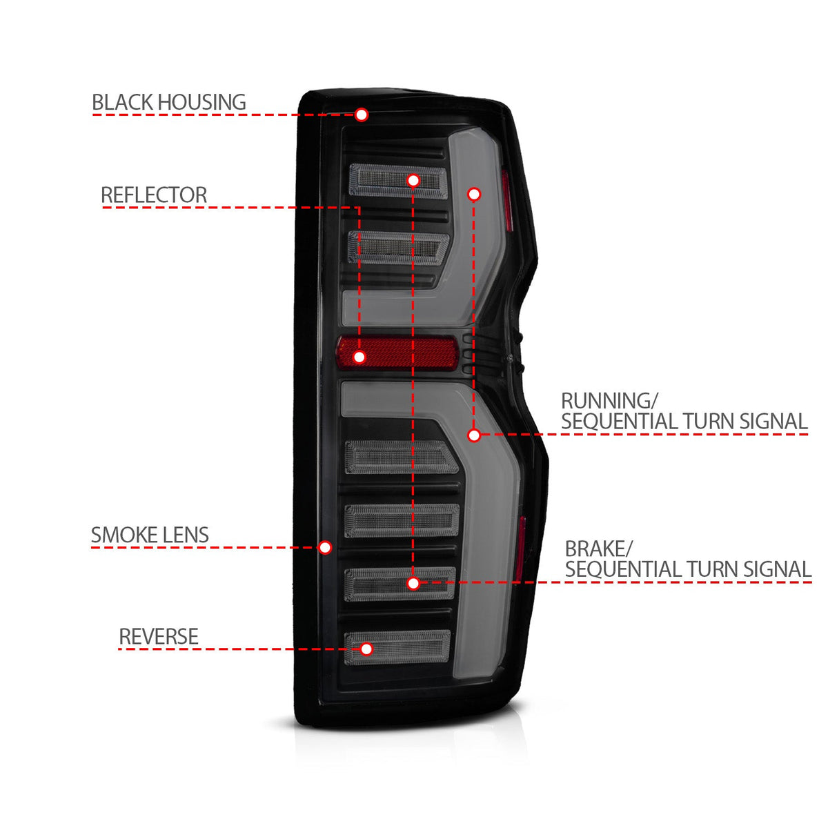 ANZO 23-26 Chevy Colorado Full LED Tail Lights Ignition Initiation / SeqSig Black - Pair