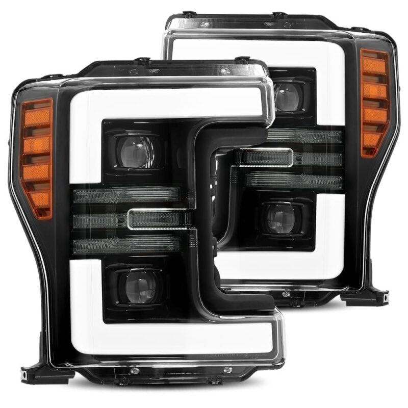 AlphaRex 880108 17-19 Ford F-250 SD PRO-Series Projector Headlights Plank Style Black with Activation Light/Sequential Signal
