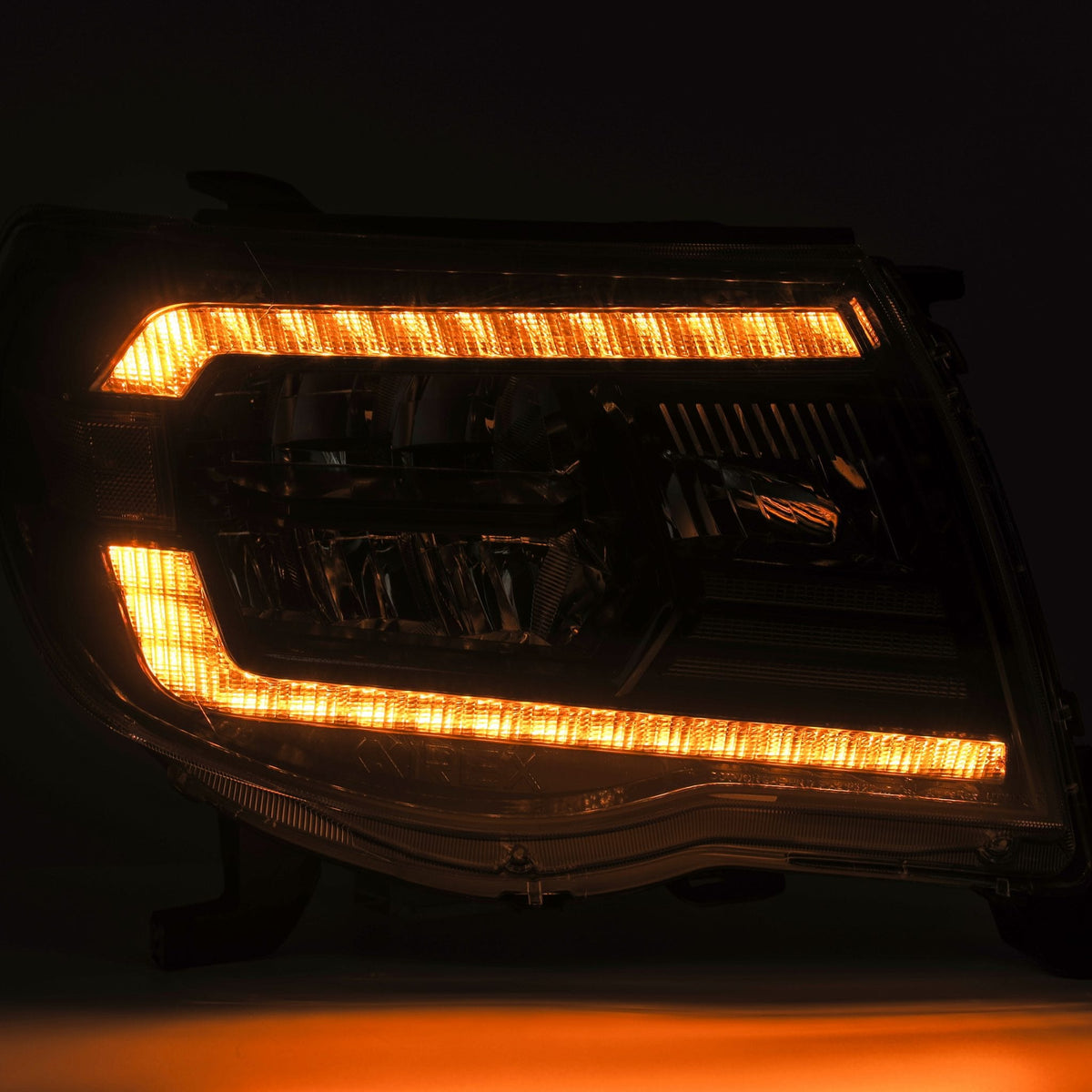 AlphaRex 880735 05-11 Toyota Tacoma LUXX Crystal Headlights Plank Style Design Black with Activation Light/DRL