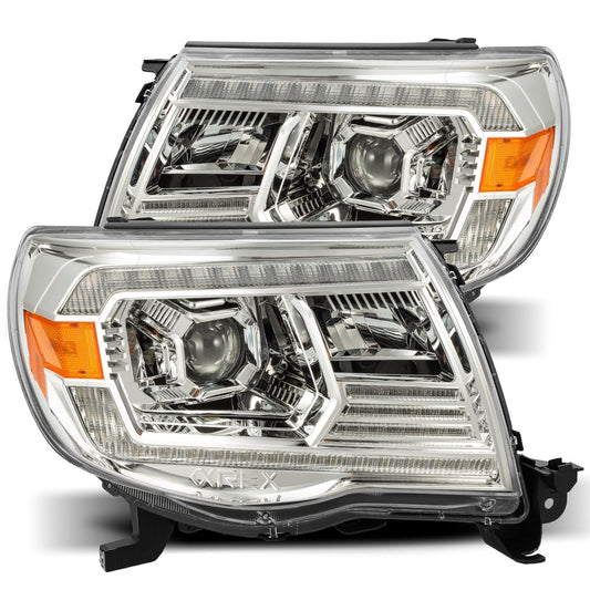 AlphaRex 880737 2005-2011 Toyota Tacoma PRO-Series Projector Headlights Plank Style Design Chrome with DRL