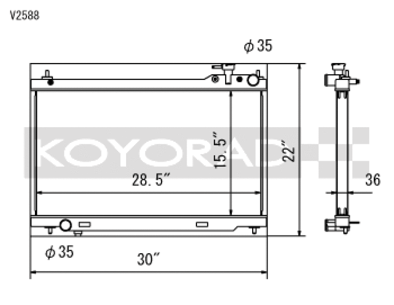 Koyo V2588 for 03-07 Infiniti G35 Coupe / 03-06 G35 Sedan VQ35DE (MT) Radiator