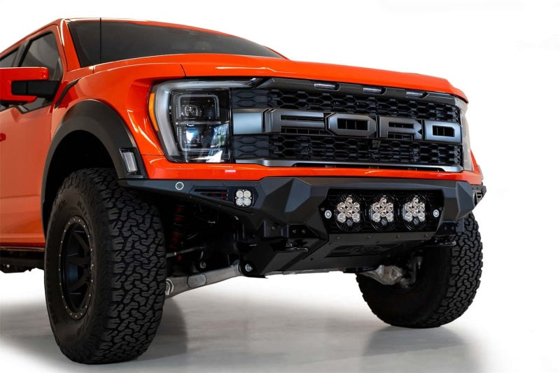 Addictive Desert Designs for 2021+ Ford Raptor Bomber Front Bumper w/ 3 Baja Designs LP6 Light Mounts