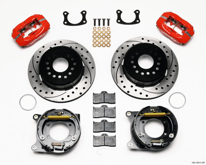 Wilwood Forged Dynalite P/S Park Brake Kit Drilled Red BOP Axle 2.75in Bearing 2.75 Offset - #140-13511-DR