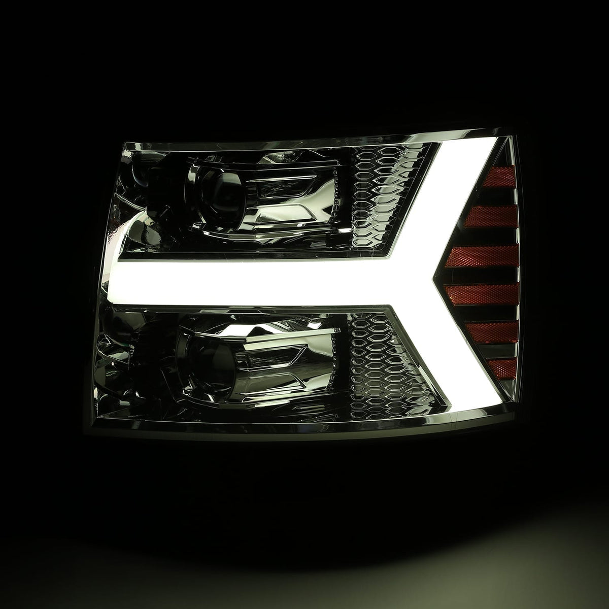 AlphaRex 880222 07-13 Chevrolet 1500 LUXX LED Projector Headlights Plank Design Chrome with Activation Light/Sequential Signal/DRL
