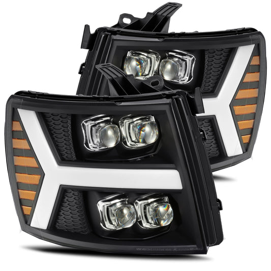 AlphaRex 880209 2007-2013 Chevrolet 1500 HD NOVA LED Projector Headlights Plank Style Matte Black with Activation Light/Sequential Signal