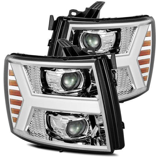 AlphaRex 880204 2007-2013 Chevrolet 1500 HD PRO-Series Projector Headlights Plank Style Chrome with Activation Light/Sequential Signal