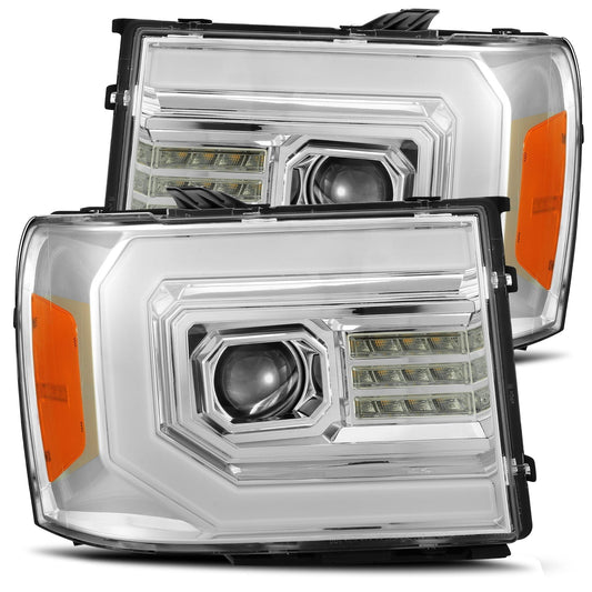 AlphaRex 880604 2007-2013 GMC 1500 HD PRO-Series Projector Headlights Plank Style Chrome with Activation Light/Sequential Signal
