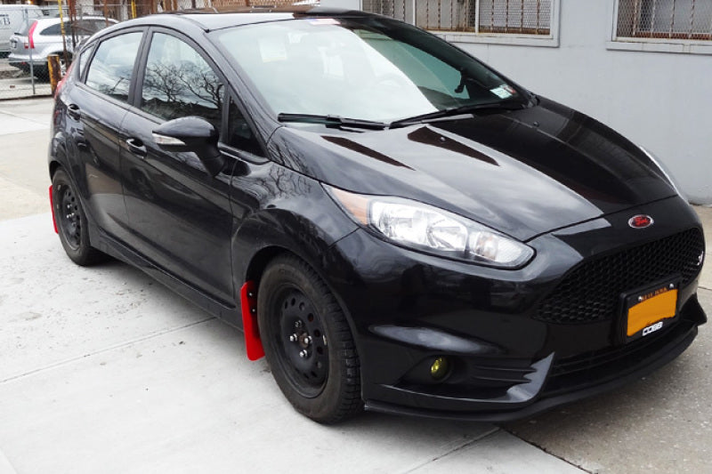 Rally Armor UR Mud Flaps - 2014-2019 Ford Fiesta - Black/White Logo - #MF29-UR-BLK/WH