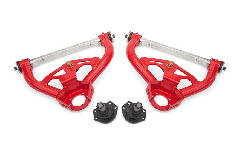 BMR 1978-1987 GM G-Body Non-Adjustable Upper A-Arms Delrin 0.5in Tall Ball Joint - Red